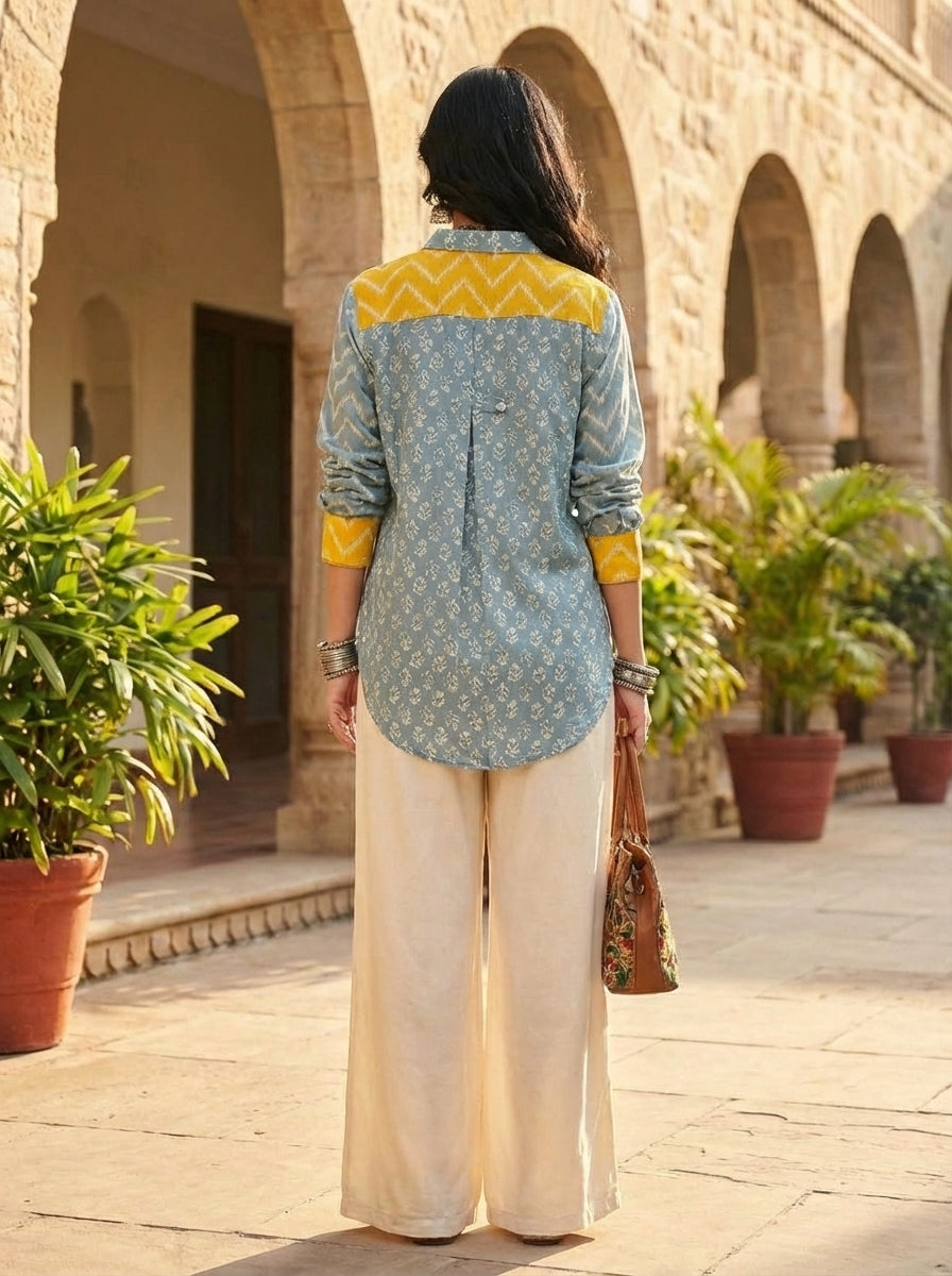 Light Blue Printed Shirt