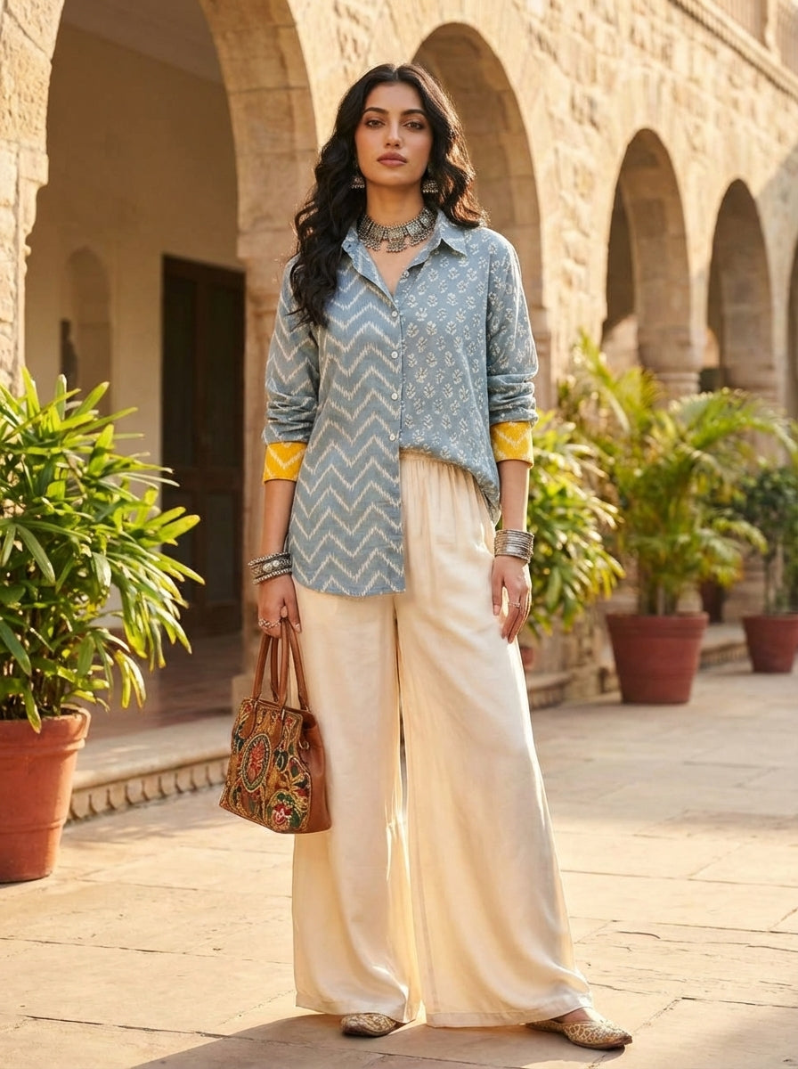Light Blue Printed Shirt