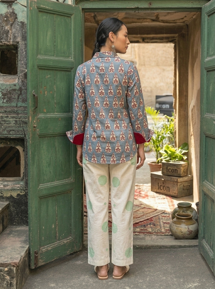 Slate Blue Printed Shirt