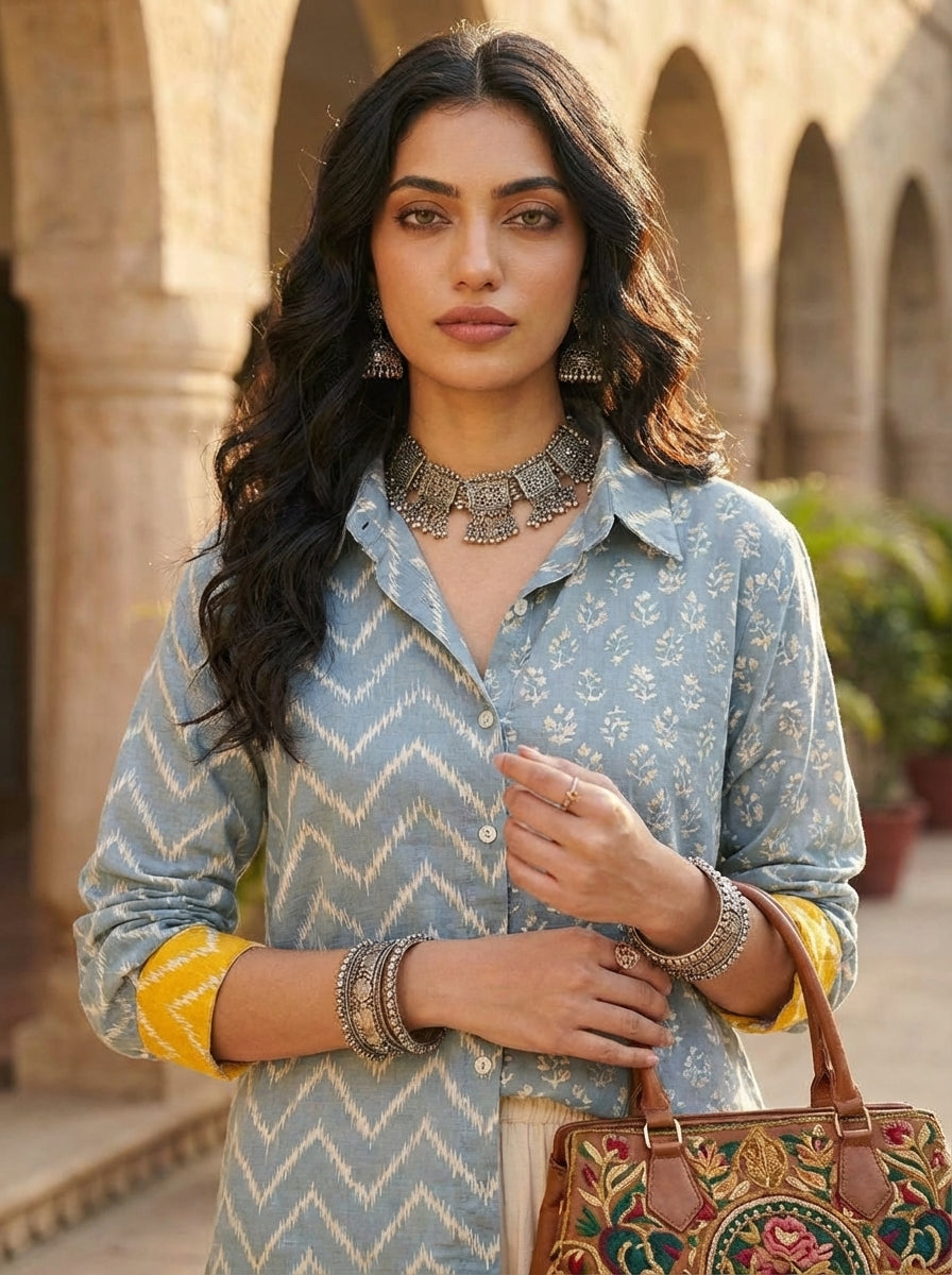 Light Blue Printed Shirt